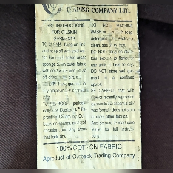 Outback Trading Co Unisex Oil Skin Short Duster Low Rider Jacket Style #5008 - Picture 6 of 9